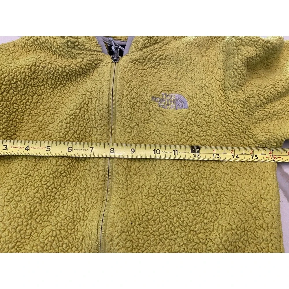 The North Face Womens XS High Pile Fleece Full Zip Hoodie Sherpa Jacket Yellow
